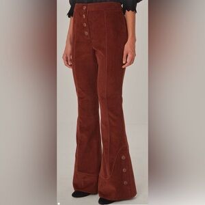 Farm Rio Flare Pants Brown Corduroy Size S (NWT)‎